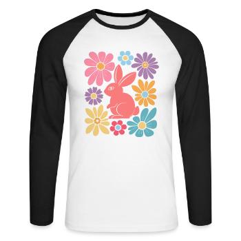 Happy Easter Bunny Boho - Unisex Baseballshirt langarm - Weiß/Schwarz - Vorne - Nik (191cm)