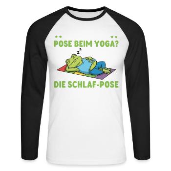 Yoga Frog – My Favorite Pose: Sleeping - Unisex Long Sleeve Baseball T-Shirt - white/black - Front - Nik (191cm)