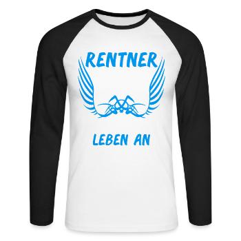 Don de retraite pour retraits 2026 - T-shirt baseball manches longues Homme - blanc/noir - Devant - Nik (191cm)