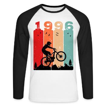 Millésime 1996 - T-shirt baseball manches longues Homme - blanc/noir - Devant - Nik (191cm)