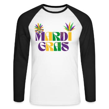 MARDI GRAS FESTIVAL - Unisex Baseballshirt langarm - Weiß/Schwarz - Vorne - Nik (191cm)