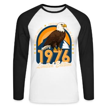 1976 Année de naissance 1976 50e anniversaire - T-shirt baseball manches longues Homme - blanc/noir - Devant - Nik (191cm)