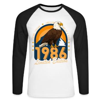 1986 Année de naissance 1986 40e anniversaire - T-shirt baseball manches longues Homme - blanc/noir - Devant - Nik (191cm)