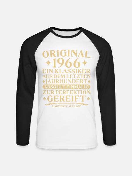 Originalklassikern från 1966, Last Century - Långärmad basebolltröja herr - vit/svart