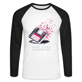 Fichier de sauvegarde cassé | Ironie de l’Undertaker - T-shirt baseball manches longues Homme - blanc/noir - Devant - Nik (191cm)