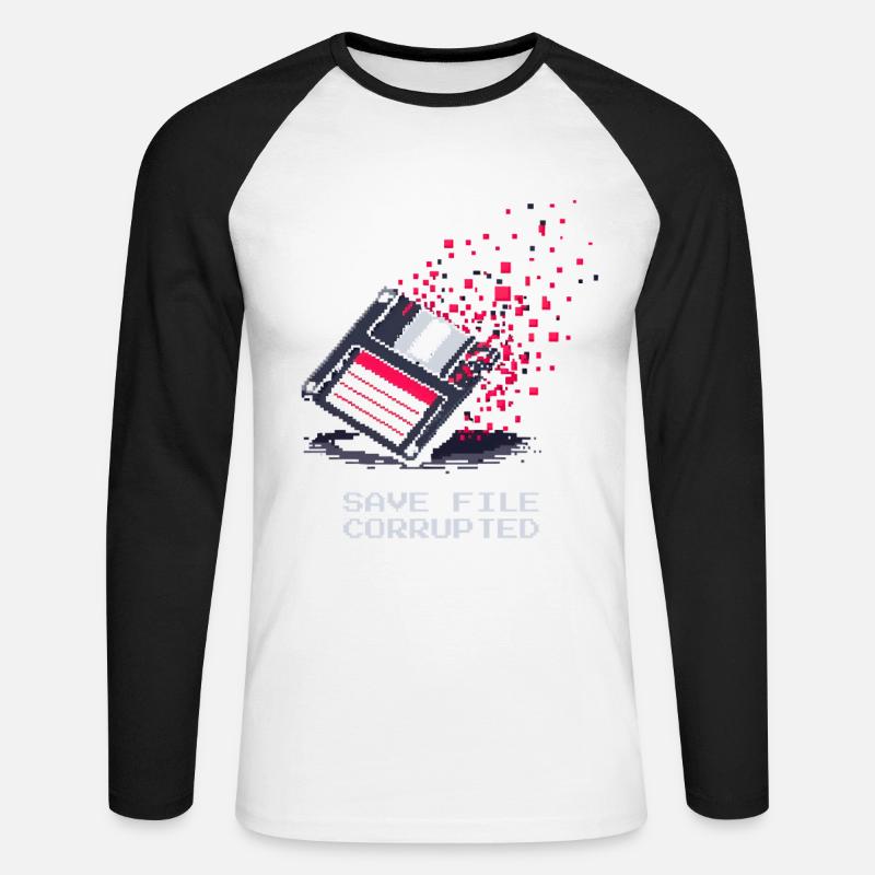 Save File Broken | Undertaker Irony - Unisex Long Sleeve Baseball T-Shirt - white/black