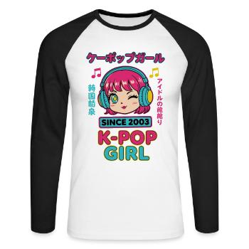 Depuis 2003, K-Pop Girl Musique coréenne Anime mignon - T-shirt baseball manches longues Homme - blanc/noir - Devant - Nik (191cm)