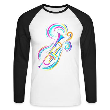 Trompette - T-shirt baseball manches longues Homme - blanc/noir - Devant - Nik (191cm)