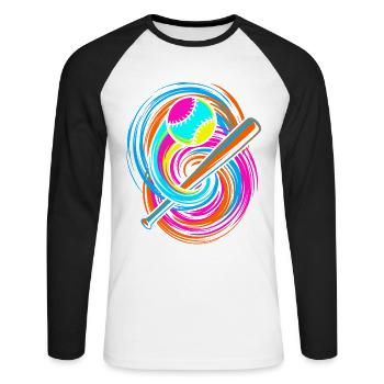 Baseball bat and ball - Unisex Long Sleeve Baseball T-Shirt - white/black - Front - Nik (191cm)