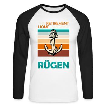 Retraités MAISON DE RETRAITE PEUT ATTENDRE : FERRY POUR RÜGEN - T-shirt baseball manches longues Homme - blanc/noir - Devant - Nik (191cm)
