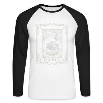 Vrai malchance Dés, Tarot Stylo et Papier - T-shirt baseball manches longues Homme - blanc/noir - Devant - Nik (191cm)