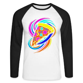 Pizza slice - Unisex Long Sleeve Baseball T-Shirt - white/black - Front - Nik (191cm)