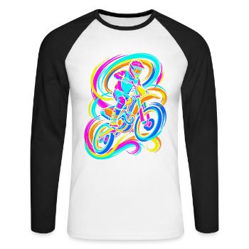 Motards de motocross - T-shirt baseball manches longues Homme - blanc/noir - Devant - Nik (191cm)