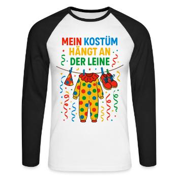 Mon costume est dans la laisse Pas de costume - T-shirt baseball manches longues Homme - blanc/noir - Devant - Nik (191cm)