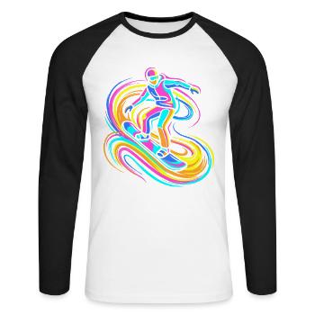 Snowboarder - Unisex Baseballshirt langarm - Weiß/Schwarz - Vorne - Nik (191cm)