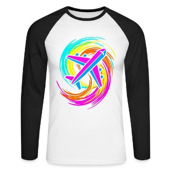 avion - T-shirt baseball manches longues Homme - blanc/noir - Devant - Nik (191cm)