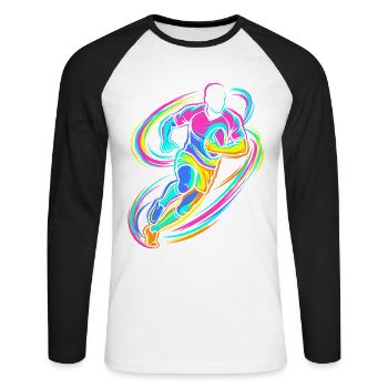 Rugby player - Unisex Long Sleeve Baseball T-Shirt - white/black - Front - Nik (191cm)