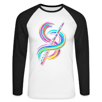 Colorful Flute - Unisex Long Sleeve Baseball T-Shirt - white/black - Front - Nik (191cm)
