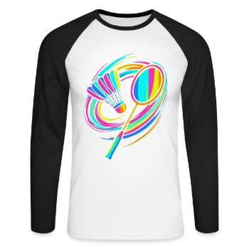 Badminton rackets - Unisex Long Sleeve Baseball T-Shirt - white/black - Front - Nik (191cm)