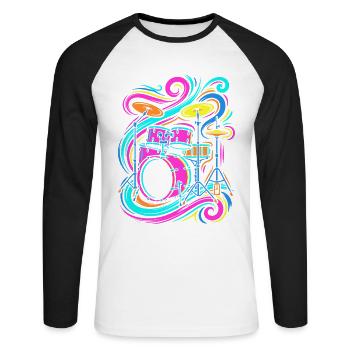 percussion - T-shirt baseball manches longues Homme - blanc/noir - Devant - Nik (191cm)