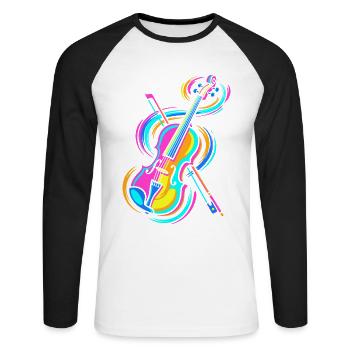 violon - T-shirt baseball manches longues Homme - blanc/noir - Devant - Nik (191cm)