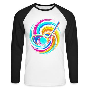 Club de golf - T-shirt baseball manches longues Homme - blanc/noir - Devant - Nik (191cm)