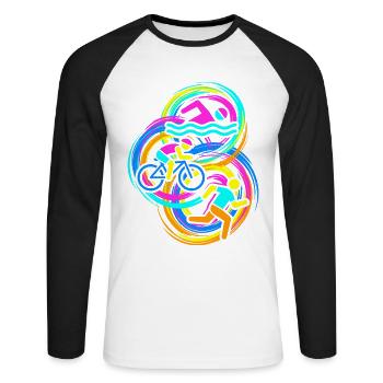 Triathlon - Unisex Long Sleeve Baseball T-Shirt - white/black - Front - Nik (191cm)