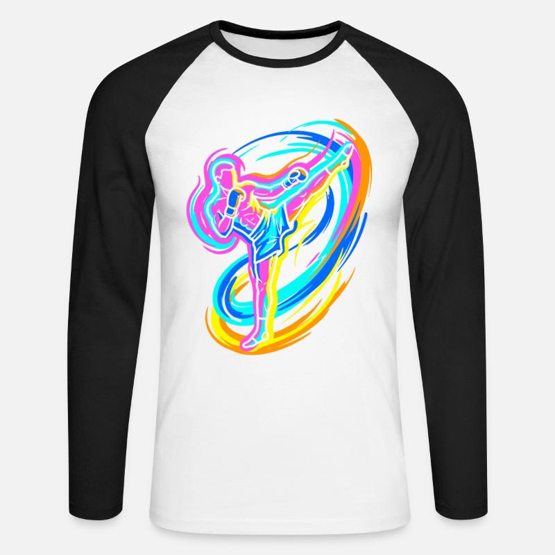 Kickboxer - Maglia da baseball a manica lunga da uomo - bianco/nero