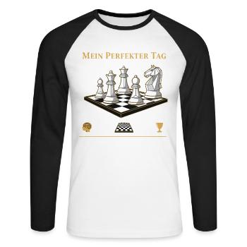 Échecs de jour parfait - T-shirt baseball manches longues Homme - blanc/noir - Devant - Nik (191cm)