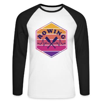 Rowing Heartbeat Vintage - Unisex Long Sleeve Baseball T-Shirt - white/black - Front - Nik (191cm)