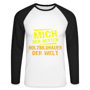 Wood Sculptor Gift - Unisex Long Sleeve Baseball T-Shirt - white/black - Front - Nik (191cm)