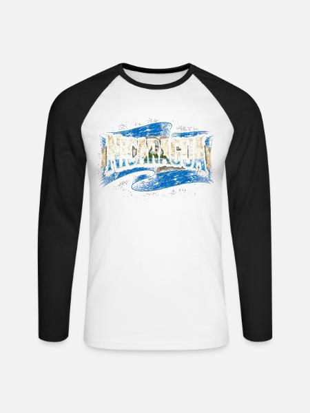 Nicaragua Nicaragisch - Unisex Baseballshirt langarm - Weiß/Schwarz