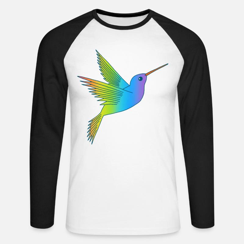 Uccello arcobaleno - Maglia da baseball a manica lunga da uomo - bianco/nero