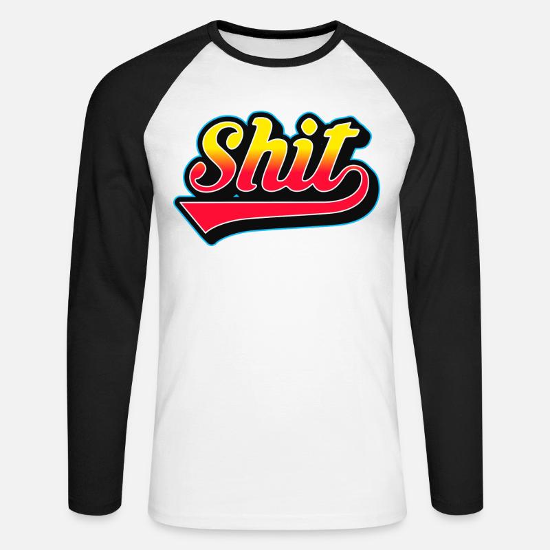 Un Wordmark Retrò di merda - Maglia da baseball a manica lunga da uomo - bianco/nero