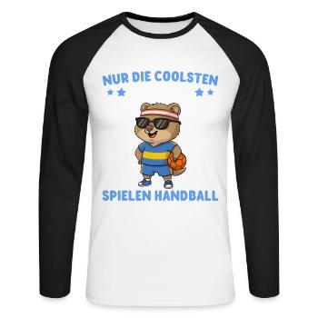 Quokka Les gars les plus cool jouent au handball - T-shirt baseball manches longues Homme - blanc/noir - Devant - Nik (191cm)