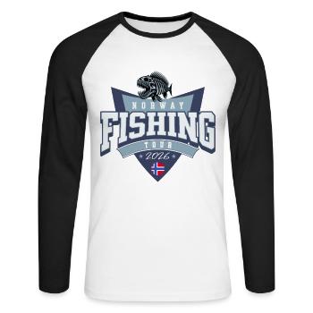 Norway Fishing Trip 2026 - Unisex Long Sleeve Baseball T-Shirt - white/black - Front - Nik (191cm)