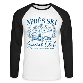 Après Ski Social Club Ski All Day Après Ski All - T-shirt baseball manches longues Homme - blanc/noir - Devant - Nik (191cm)