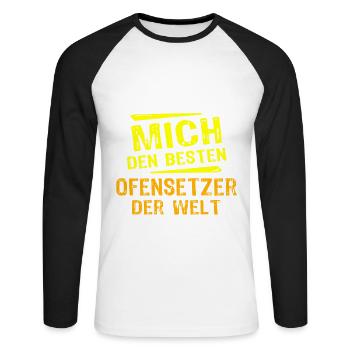 Stove Fitter Gift - Unisex Long Sleeve Baseball T-Shirt - white/black - Front - Nik (191cm)