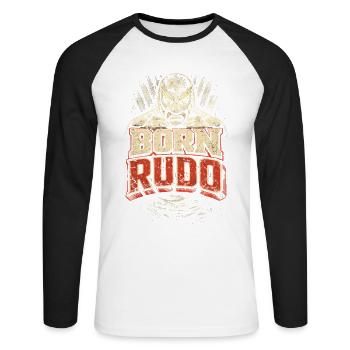 Lucha Libre Luchador Born Rudo - Unisex Long Sleeve Baseball T-Shirt - white/black - Front - Nik (191cm)