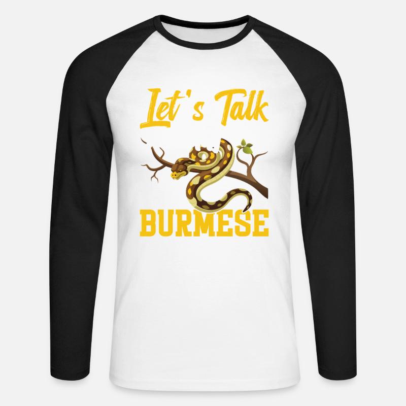 Burmesischer Python-Besitzer Schlangenterrarium Hide Python - Unisex Baseballshirt langarm - Weiß/Schwarz