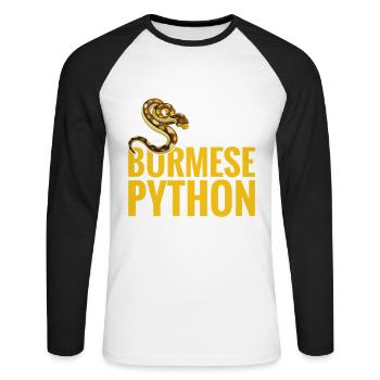 Schlangenbesitzer Terrarium-Reptiliengehege Burmesisch - Unisex Baseballshirt langarm - Weiß/Schwarz - Vorne - Nik (191cm)
