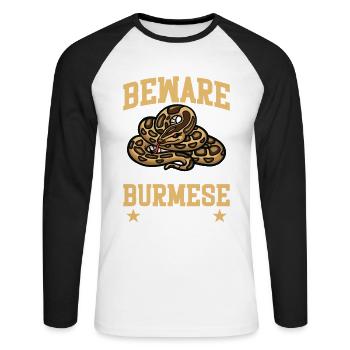  Burmese Python Plush Snake Lover Reptile Burmese - Unisex Long Sleeve Baseball T-Shirt - white/black - Front - Nik (191cm)