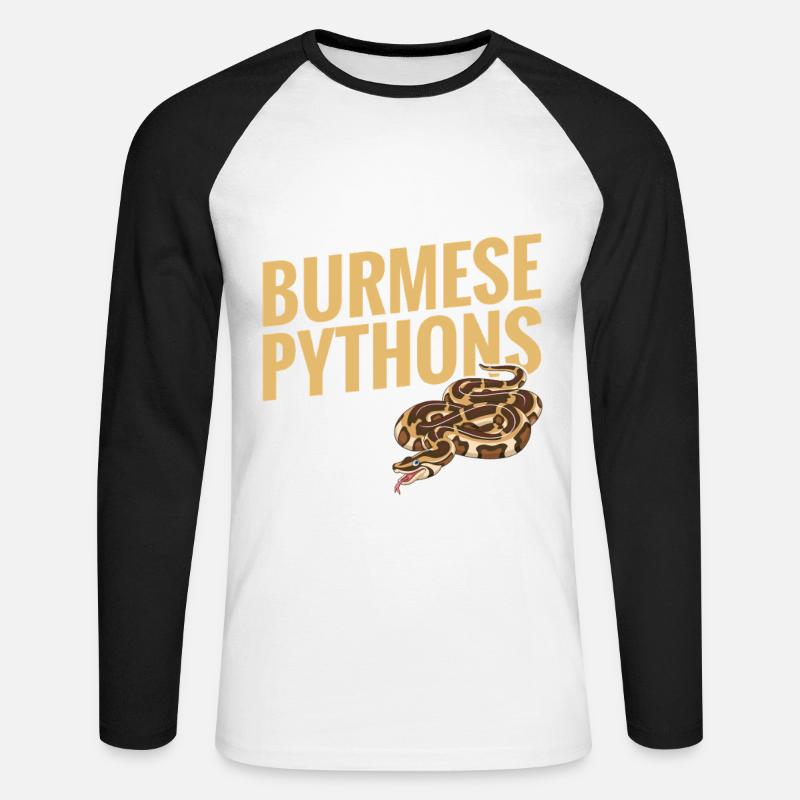 Burmesischer Python-Stoff Reptilien-Foos-Schlangenbesitzer - Unisex Baseballshirt langarm - Weiß/Schwarz