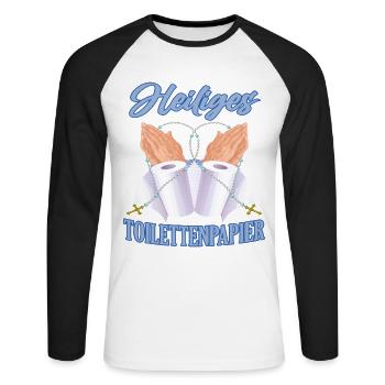 Holy toilet paper - Unisex Long Sleeve Baseball T-Shirt - white/black - Front - Nik (191cm)