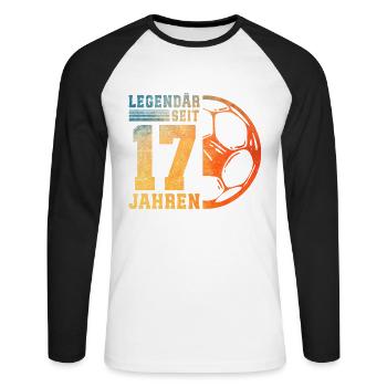 17. Geburtstag Fußball 17 Jahre Junge Jungs - Unisex Baseballshirt langarm - Weiß/Schwarz - Vorne - Nik (191cm)