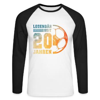 20th Birthday Football 20 Years Young Man - Unisex Long Sleeve Baseball T-Shirt - white/black - Front - Nik (191cm)