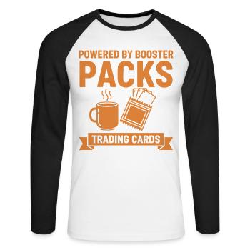 Angetrieben von Booster Packs Sammelkarten-Sammler - Unisex Baseballshirt langarm - Weiß/Schwarz - Vorne - Nik (191cm)