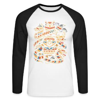 Vikings scandinaves - T-shirt baseball manches longues Homme - blanc/noir - Devant - Nik (191cm)