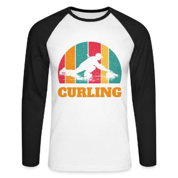 Joueurs de curling Sports d’hiver Curling - T-shirt baseball manches longues Homme - blanc/noir - Devant - Nik (191cm)