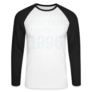 30e anniversaire du millésime 1996 - T-shirt baseball manches longues Homme - blanc/noir - Devant - Nik (191cm)